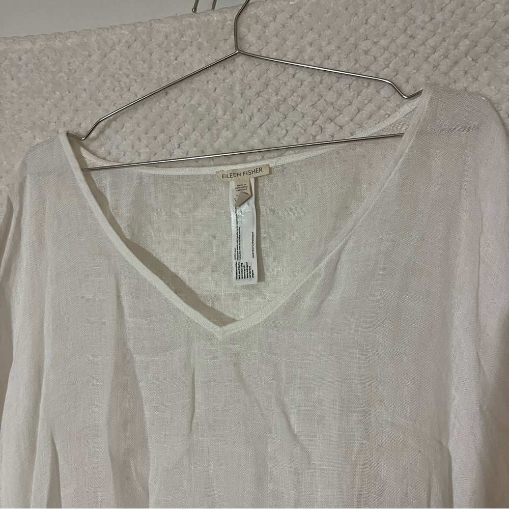Eileen Fisher Womens Linen Gauze Caftan Cover Up Boxy Fit Lightweight Sz 1X/2X - Picture 8 of 10